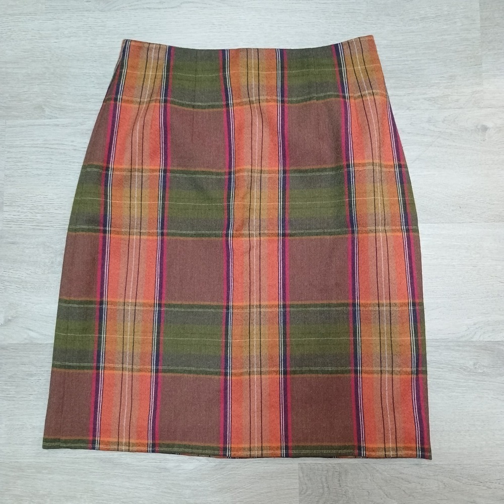 Chadwick's Plaid 100% Wool Pencil Skirt Size 2 Petite